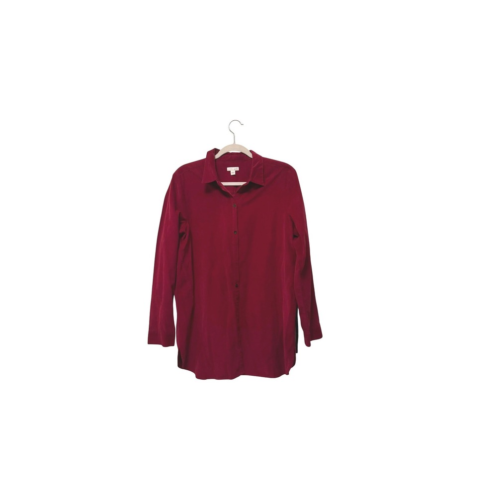 J. Jill Womens Red 100% Cotton Corduroy Button Down Long Sleeve Shirt Size M